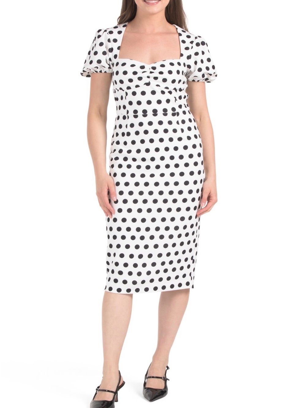 Alexia Admor White Midi Dress with Black Polka Dots